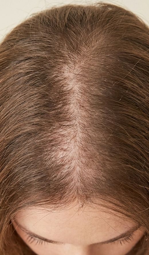 Before — thinning hair with visible scalp